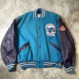 Vintage DeLong Charlotte Hornets NBA Letterman Men's XL Bomber Jacket